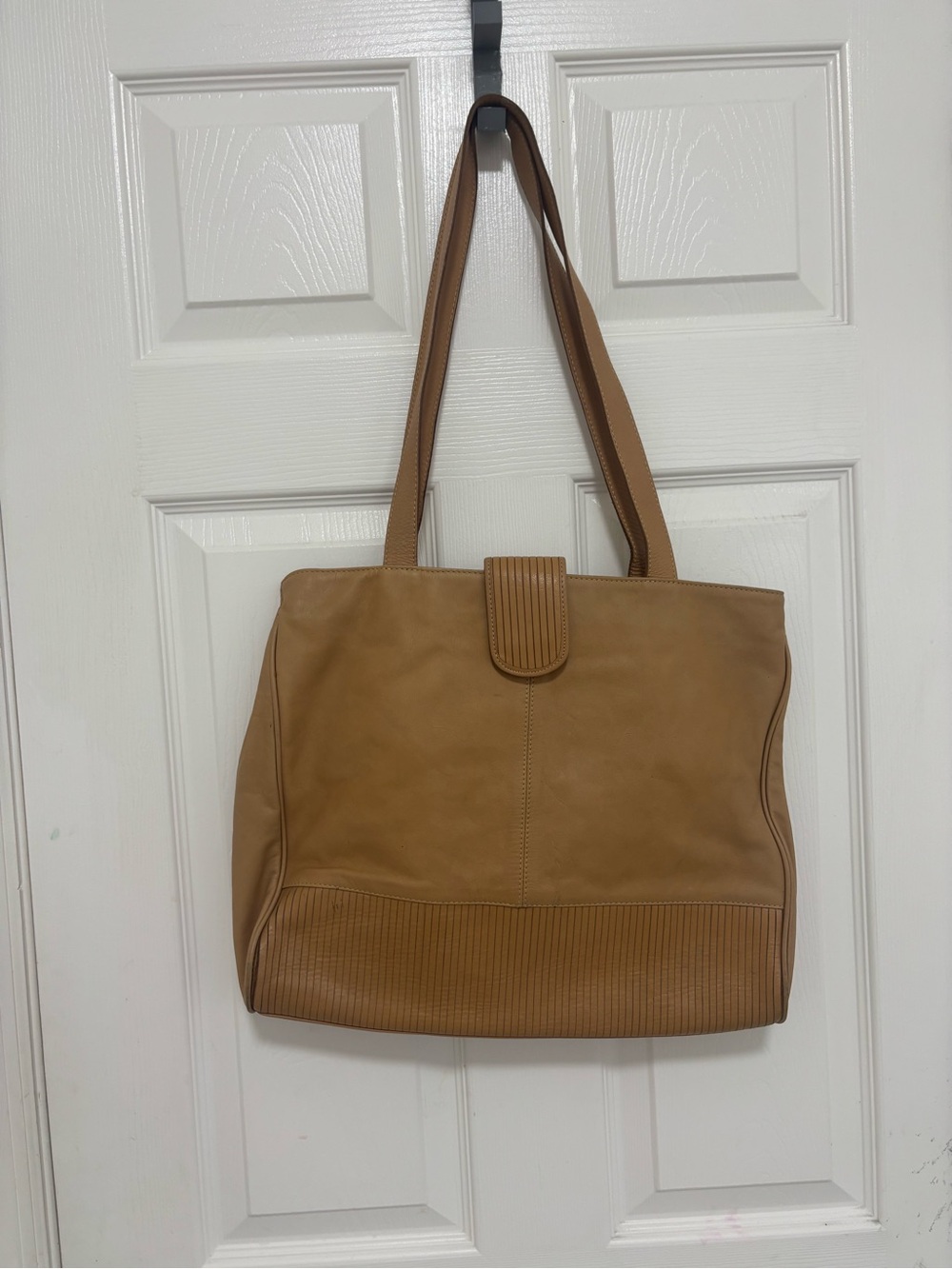 Vintage Mundi Genuine Leather Camel Tote Bag Y2K Minimalist